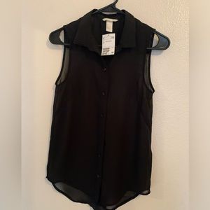 H-+M  Teens black see thru top